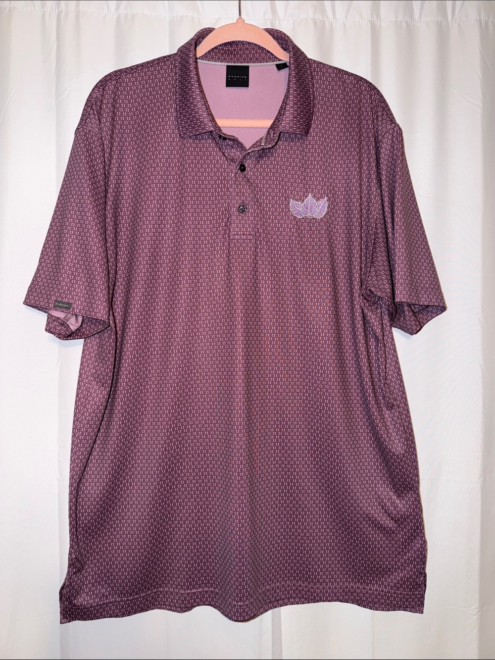 Dunning Golf Men's Short-Sleeve Polo in Dusty Plum Geometric Print